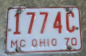 Vintage 1970 Ohio Motorcycle License Plate Tag 1774C - Picture 1 of 2