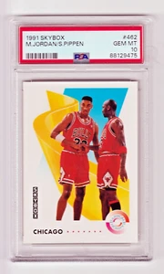 1991 SKYBOX BASKETBALL CARD #462 HOF MICHAEL JORDAN SCOTTIE PIPPEN PSA 10 BULLS - Picture 1 of 5