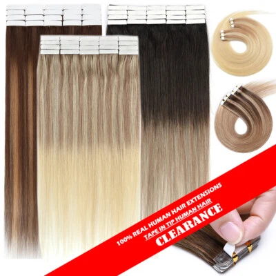Nueva cinta gruesa de cabeza completa Ombre en extensiones de cabello humano real Remy trama de piel 50 g+ Foto 1 de 4