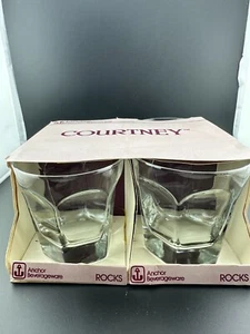 Anchor Hocking Courtney On The Rocks Glasses Vintage Set Of 4 Whiskey 9.5 Oz - Picture 1 of 10