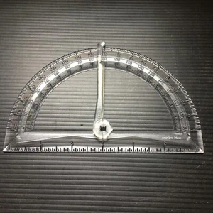 Vintage 90er It's Academic Winkelmesser Schwinge 180 Grad klar Kunststoff + 6"L Lineal - Bild 1 von 5
