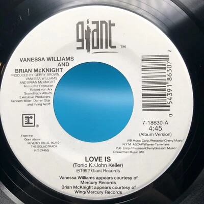 Vanessa Williams Brian McKnight / Love Is 45 Giant 18630 Foto 1 de 4