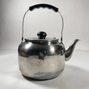 Vintage 2 qt. Tea Kettle Paneled Stainless Steel Swing Handle - Picture 1 of 7