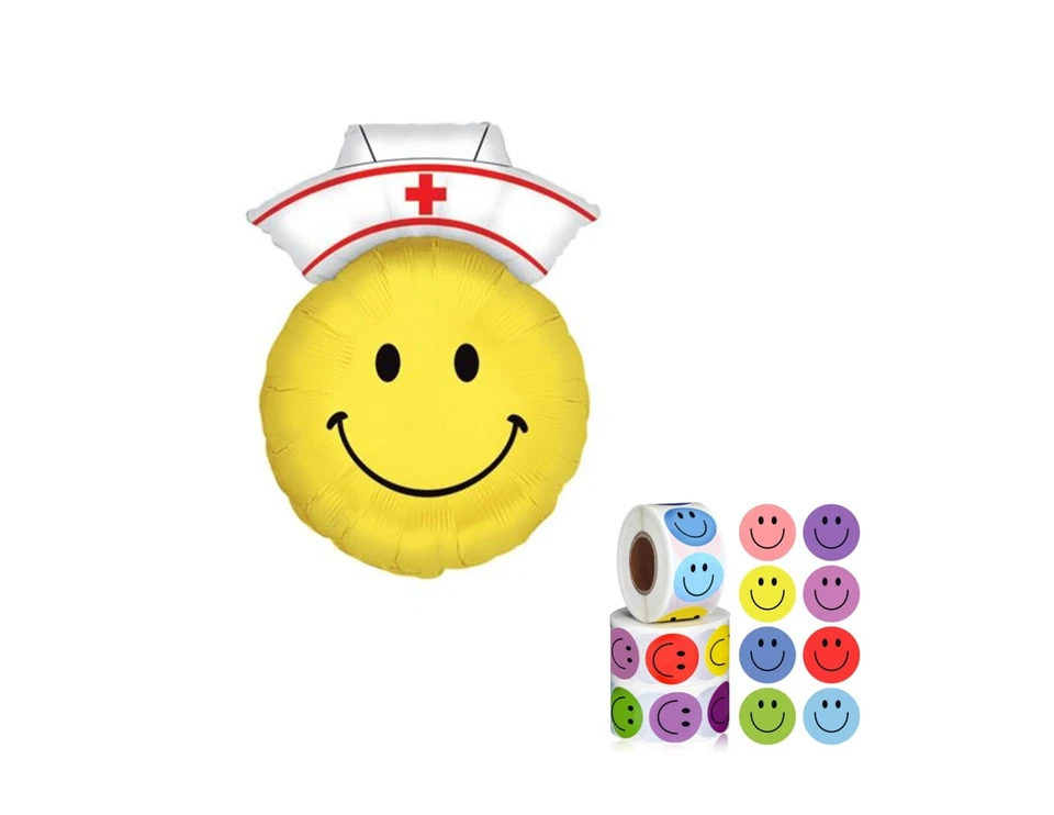 Nurse Smiley 20'' Balloon Healthcare Graduation Birthday Decorations Supplies - Image 1 of 1