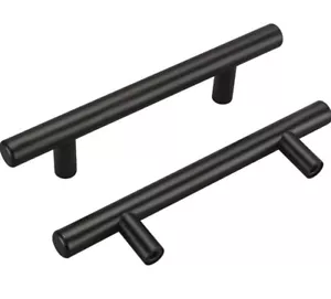 10 Pack/Black Cabinet Pulls, Kitchen Hardware Gold Pull 4" Hole Center 6⅖" total - Picture 1 of 8