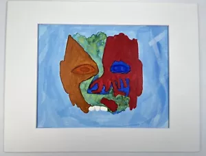 Bill Cherones Outsider Artist Abstract Face Watercolor Painting 11x14” Unsigned - Picture 1 of 14