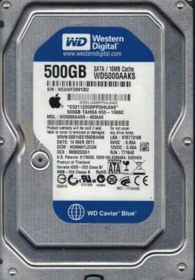 HARD DISK X APPLE IMAC WD CAVIAR BLUE 500GB 3,5" SATA WD5000AAKS 30209 - Bild 1 von 2