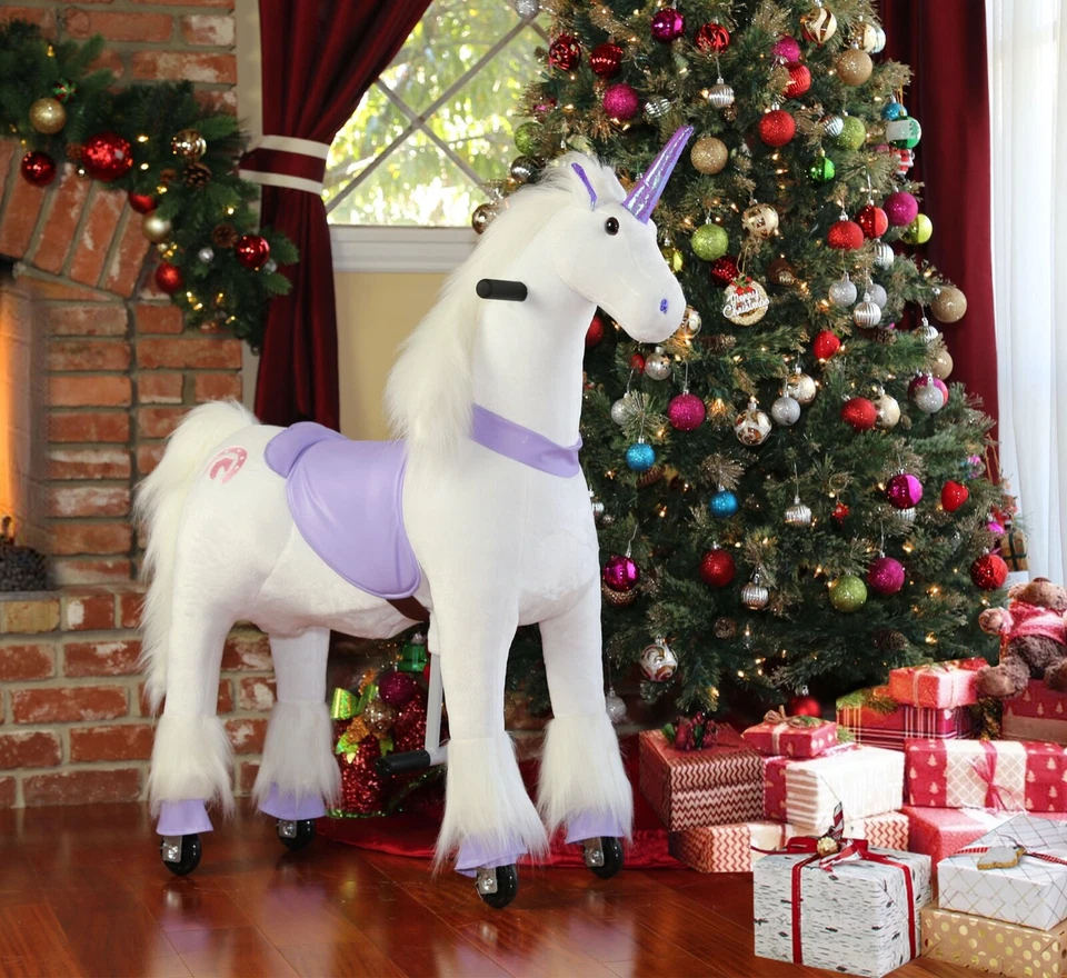 Medallion Ride on Pony Toy Horse Unicorn Plush - Purple