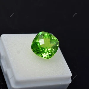Cojín Cuadrado Peridoto 12.00 Ct Natural Verde CERTIFICADO Piedras Preciosas Sueltas - Imagen 1 de 11