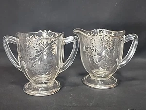 Silver City Flanders Poppies Footed Creamer & Sugar Bowl - Sterling Overlay - Picture 1 of 5