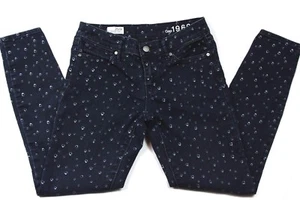 Gap 1969 Legging Jean Spotted Raindrop Polka Dot Dark Wash Women's Sz 25/0r - Picture 1 of 7