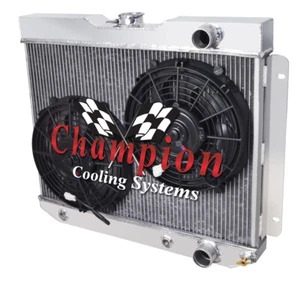 AL Champion 4 Row Radiator, 2 12" Fans for 1962-1965 Chevrolet Chevy II #MC65BA - Foto 1 di 9