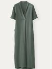 NWT Poetry Hemp Organic Cotton Shawl Collar Dress Teal Forest Green US 10