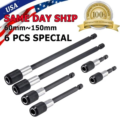 FRENTALY 6PC 1/4" Hex Shank Holder Drill Bit Screwdriver Extension Quick Release Magnetic