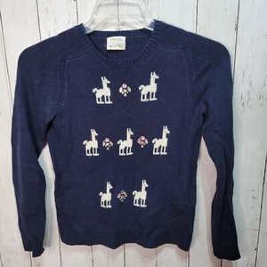 Crewcuts Girls Navy Long Sleeve Wool Blend Llama Sweater Size 14 - Picture 1 of 5