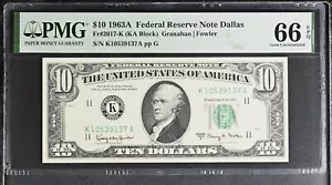 1963A $10 Federal Reserve Note Fr-2017-K Dallas PMG66 Gem EPQ - Picture 1 of 2