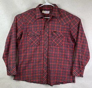 De Colección Wrangler Perla Chaqueta a Presión Chaqueta Camisa Para Hombres XL Cuadros Dobladillo Crudo Bolsillos EE. UU. - Imagen 1 de 9