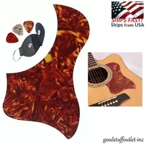 ACOUSTIC GUITAR PICKGUARD SCRATCH PLATE RED BROWN + GUITAR PICKS + PICKS HOLDER - Picture 1 of 6