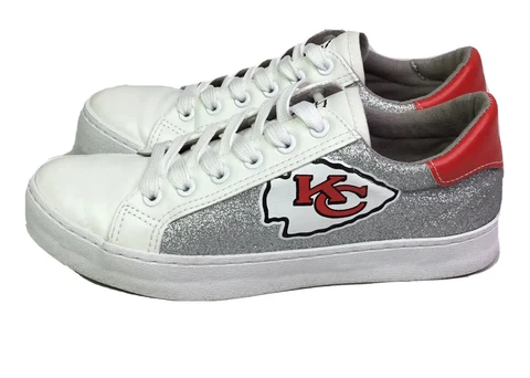 FOCO Kansas City Chiefs Womens NFL Glitter Sneakers Low Lace Up Size 8 Cover