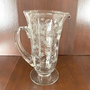 Fostoria Chintz Etched Water Juice Pitcher Paneled Footed 10” Excellent - Picture 1 of 8