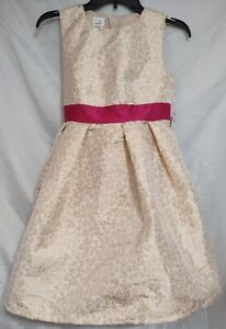 Special Edition Girls Dress Size XL 14/16 Cream/Gold/ Pink Zipper Sleeveless 
