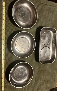Vintage Stainless Steel Metal Magnetic Mechenic Trays (3) Round (1) Rectangular - Picture 1 of 5