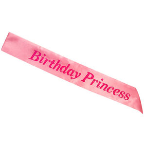 Pink Birthday Princess Sash Birthday Party Fancy Dress Accessory  