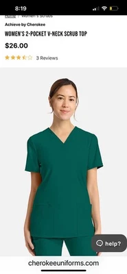 Cherokee Workwear Women’s Two Pocket Scrub Shirt Green Size Small NWT - Image 1 of 4