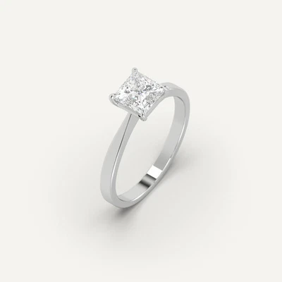 1 carat Princess Cut Engagement Ring | 100% Natural Diamond in 14k White Gold - Image 1 of 4