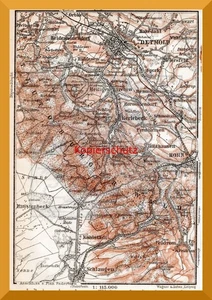Detmold +Über 100 Jahre alter Stadt/Umgebungsplan+ Hiddesen, Meiersfeld, Orbke - Bild 1 von 4