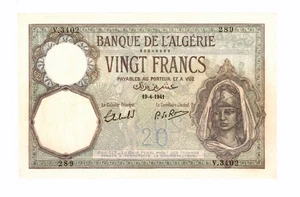 ALGERIA 20 Francs 1941, P-78c, 19-4-1941, Original VF, Excellent Example. - Picture 1 of 2