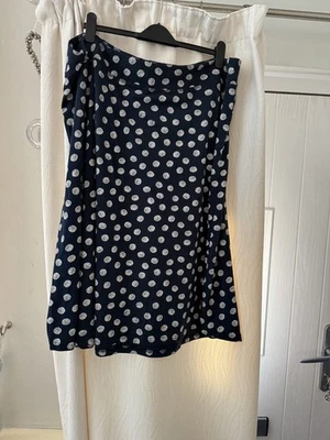 Seasalt Navy Jessica Grace A-line Polka-dot Jersey Skirt size 24 used  - Image 1 of 4