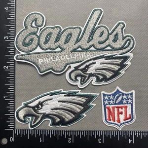 LOT OF 3 PHILADELPHIA EAGLES IRON ON EMBROIDERED PATCH - Picture 1 of 1