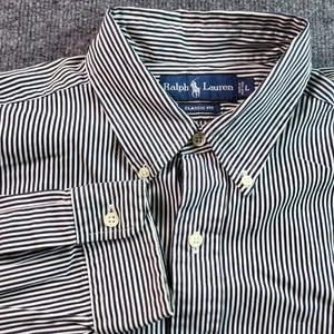Ralph Lauren Striped Classic Fit Button Down Shirt Mens L Long Sleeve - Picture 1 of 8