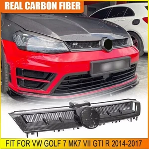 For VW Golf 7 MK7 VII GTI R 14-17 Dry Carbon Front Bumper Grille Hood Trim Cover - Picture 1 of 14