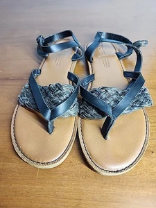 Toms Lexie Braid schwarze Ledersandalen Größe 8 - Bild 1 von 5