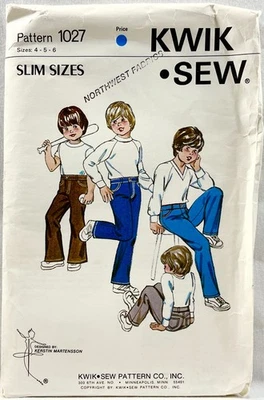 1970s Kwik Sew Sewing Pattern 1027 Boys Sim Size Jeans Size 4-6 Vintage 17505 - Image 1 of 2