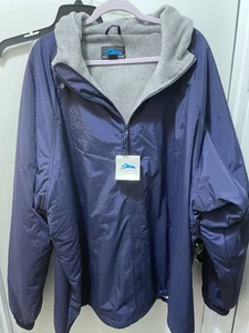 TRI MOUNTAIN Nylon Hooded Jacket Fleece Lining Blue Coat Men's Sz 5XLT NEW! - Picture 1 of 6