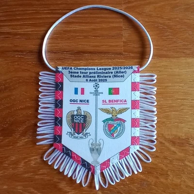 NICE / BENFICA (Champions League 2025/2026) - Fanion en tissu, neuf - Photo 1/2