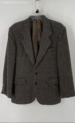 VTG David Hunter Levi's White Black Wool Herringbone Two Button Mens Blazer 38S - Image 1 of 4