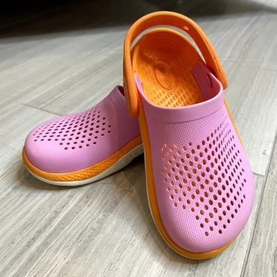 Crocs Niños Pequeños LiteRide 360 Zueco Zapatos Agua Doble Tono Caramelo Rosa Naranja C10 Foto 1 de 4