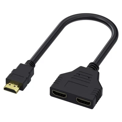 11.8" HDMI Cable Adapter Male To Dual Female 2.0 Converter 1 in 2 out Splitter - Image 1 of 4