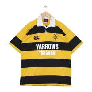 Vintage Canterbury Taranaki Rugby Jersey Mens Size XL Black Short Sleeve Striped - Picture 1 of 15
