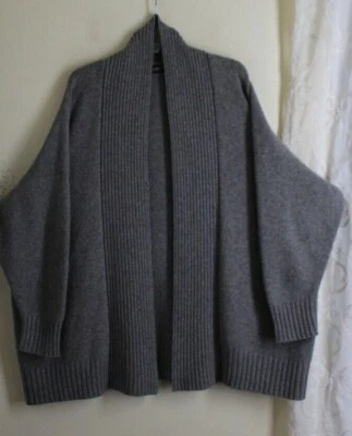 Eskandar O/S 32"L 100% Cashmere Rich Heavy Rustic Gray Orange Cardigan Sweater - Image 1 of 4