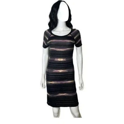 Missoni Orange Label Short Dress Womens 38 Black Ombre Cut Out Striped - Image 1 of 4