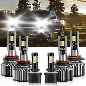 For Chevrolet Silverado 1500 HD 2001-2002 LED Headlight Bulb Hi/Low+Fog Light - Foto 1 di 12