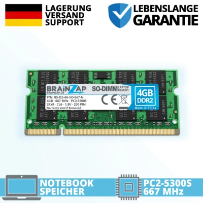 4GB DDR2 RAM BRAINZAP BS-D2-4G-SO-667-N SO-DIMM - 2Rx8 PC2-5300S 667 MHz