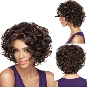 Peluca tocado para mujer pelo corto rizado peluca esponjosa natural rosa red cabeza de explosión - Imagen 1 de 8