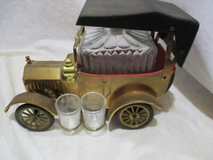 Vintage 1918 Ford Metal Model T Music Box Liquor Decanter Shot Glass Bar Decor - Picture 1 of 10