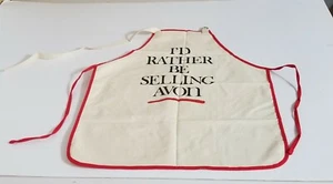 I'd Rather Be Selling Avon Kitchen Apron President's Club Beige With Red Trim - Picture 1 of 13